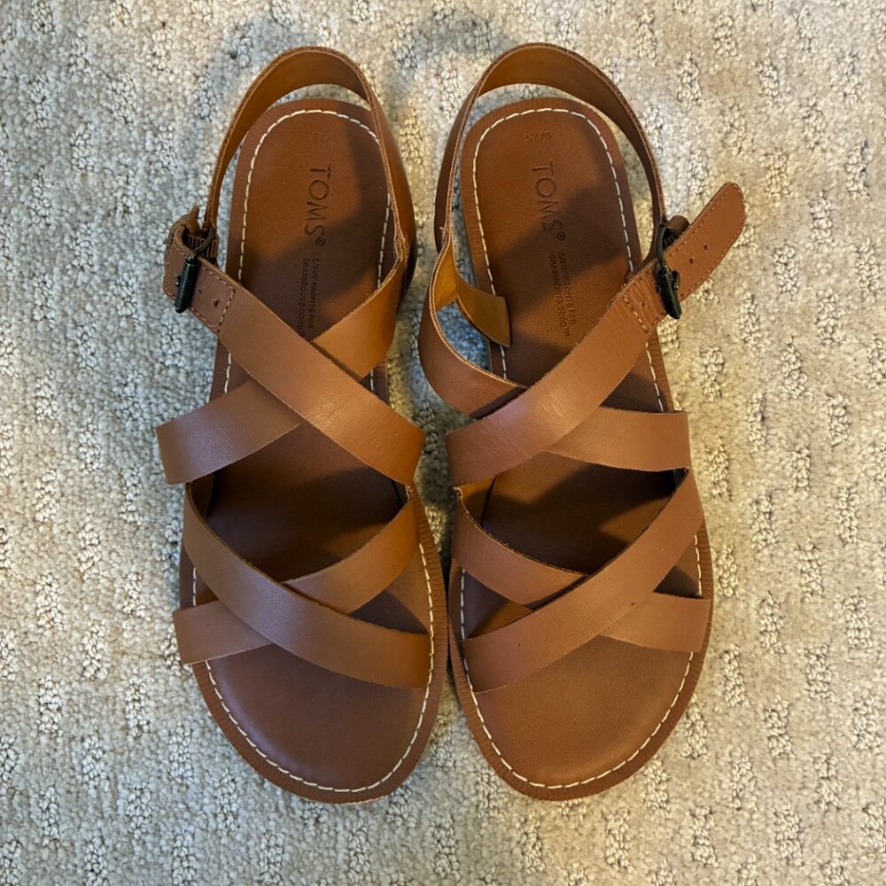 TOMS Sicily leather flat sandals - Picture 3 of 5